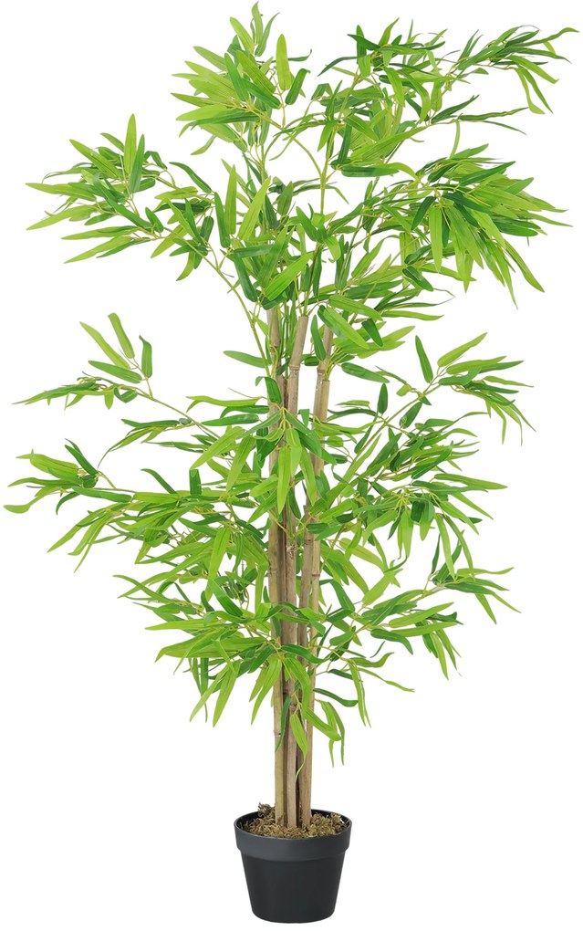 Outsunny Bambus artificial 1,20 înălțime m realist de Bambus cu Tulpini Reale - Ghiveci inclus Negru Verde | Aosom Romania