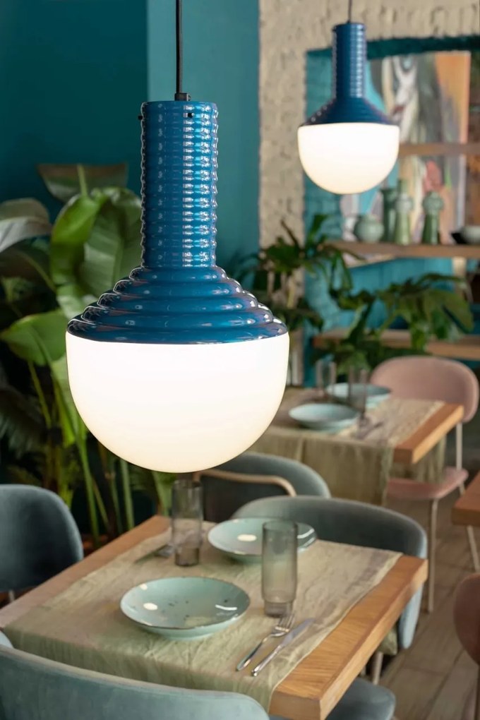 Lustra design retro realizata manual din ceramica si sticla Selaron