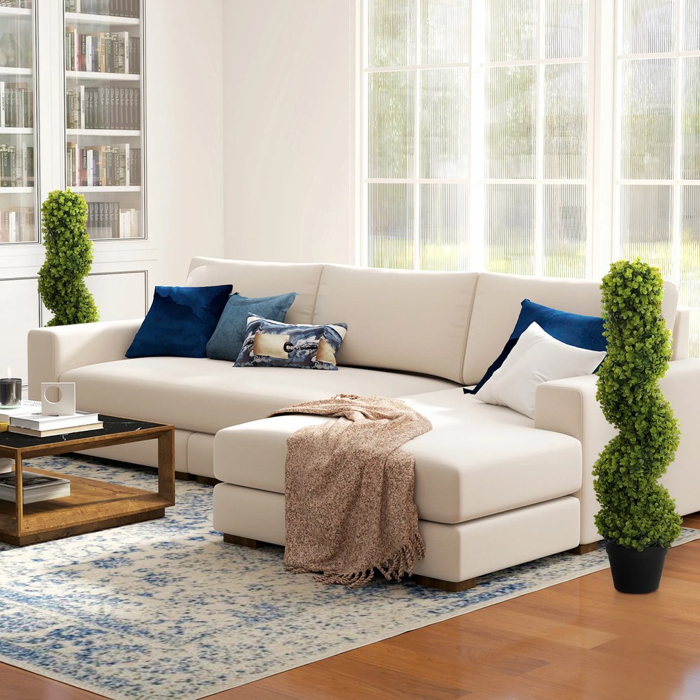 HOMCOM Set de 2 plante decorative, Plante artificiale în ghiveci, Plante artificiale pentru casă, interior, exterior, 90 cm, Verde | Aosom Romania