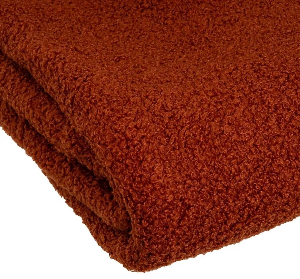 Pătură cărămizie din sherpa 130x160 cm Sherpa Bouclé – Casa Selección
