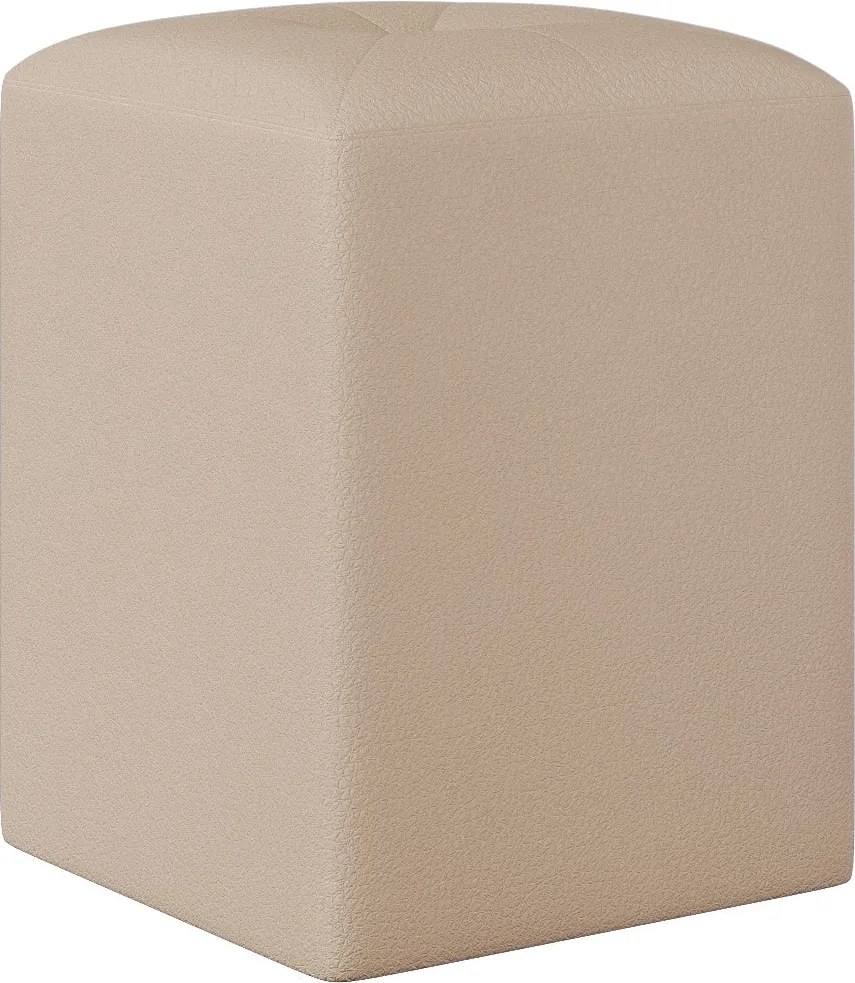Taburet Tapitat Talin, Crem Deschis, tapiterie mixta cu piele naturala, L 35 x l 35 x H 45 cm