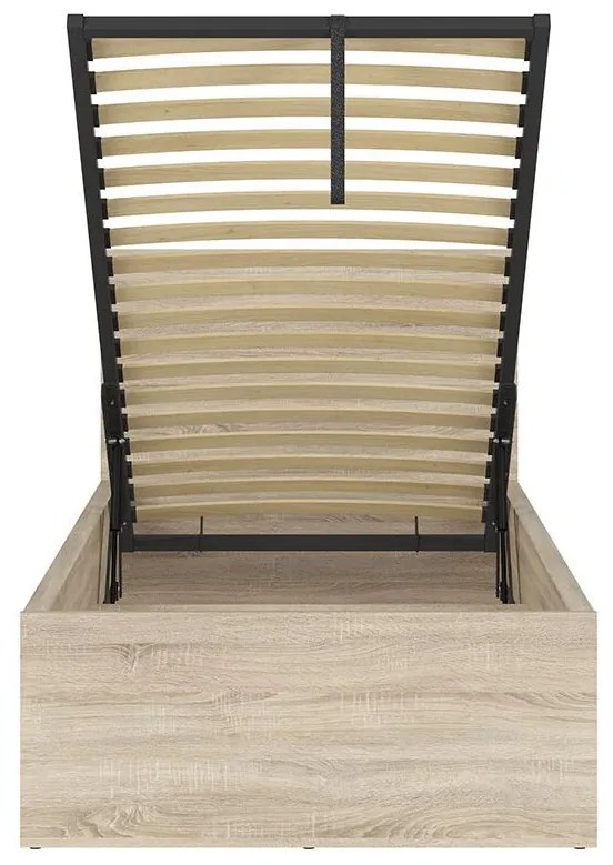 Pat de o persoană 90 cm Tetrix 15 (stejar sonoma) (cu somieră) (cu sp. depozitare). 1098500