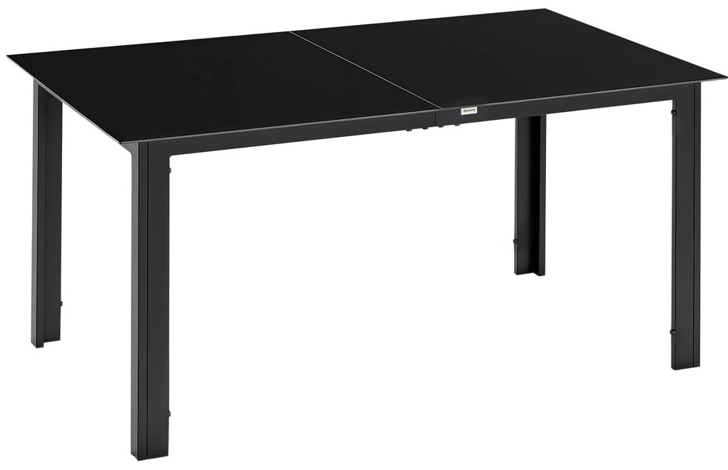 Outsunny Masă de grădină rectangulară din aluminiu și blat de sticlă securizat - 6 persoane 150 x 90 x 74 cm negru | Aosom Romania
