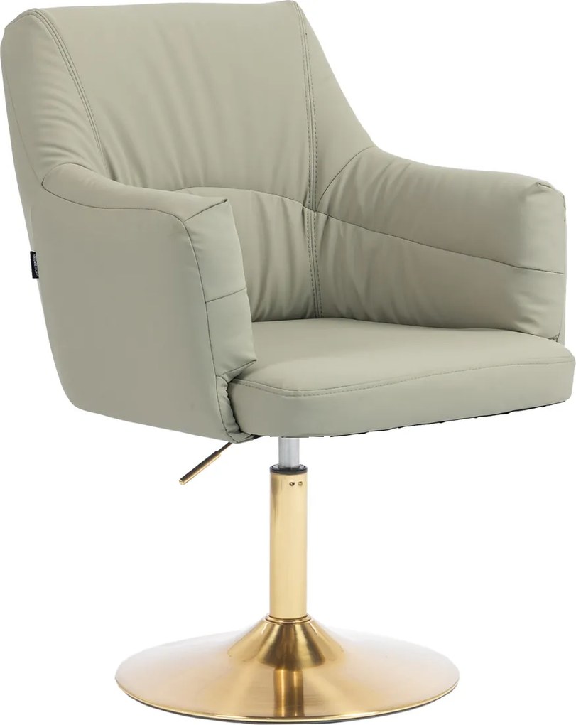 HR840N Scaun Culoarea Inului Piele Ecologica Premium Soft cu Bază Aurie