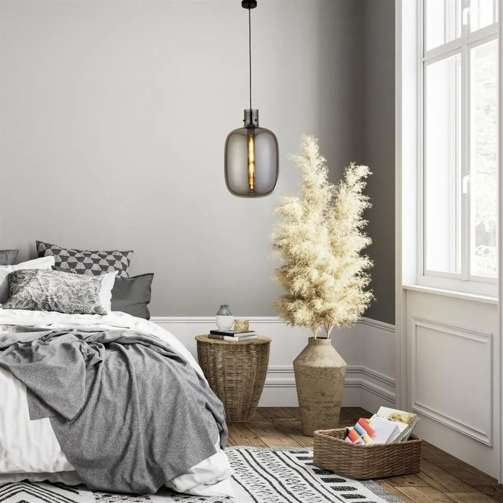 Lustra, Pendul design modern minimalist Barrel fumuriu