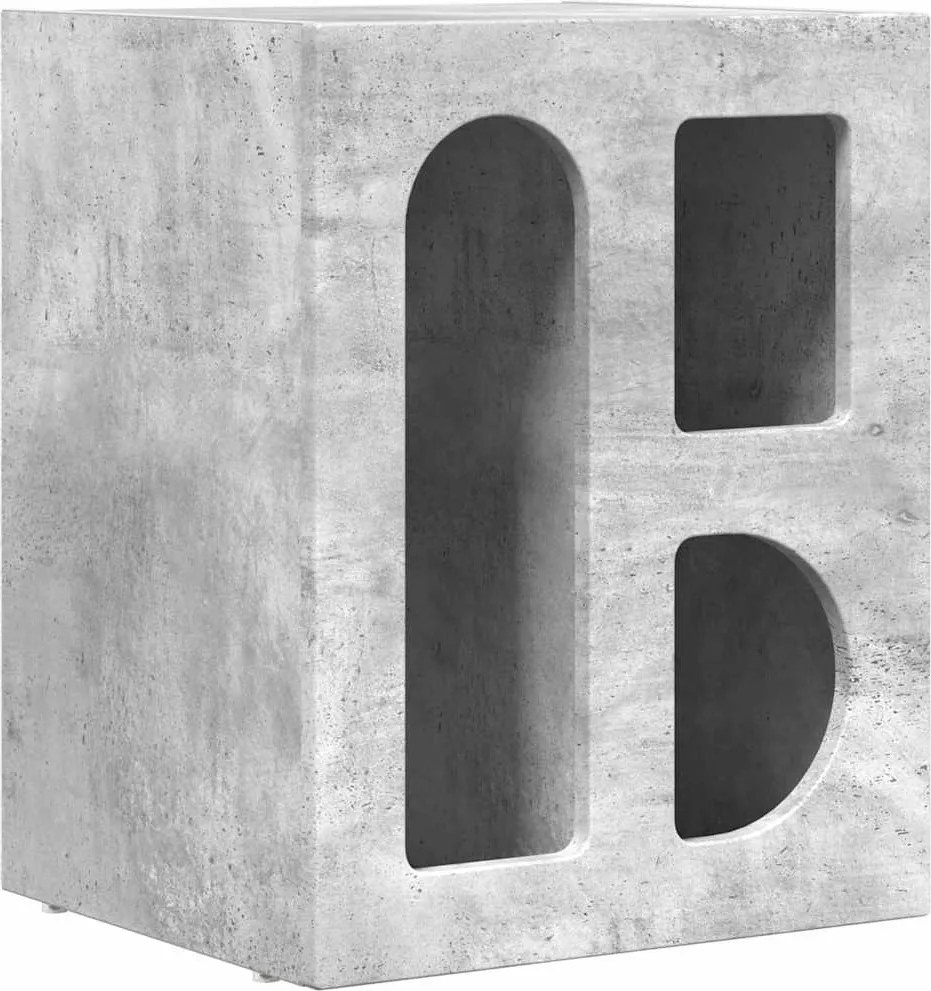 vidaXL Noptieră Gri din beton 40 x 35 x 50 cm Lemn compozit