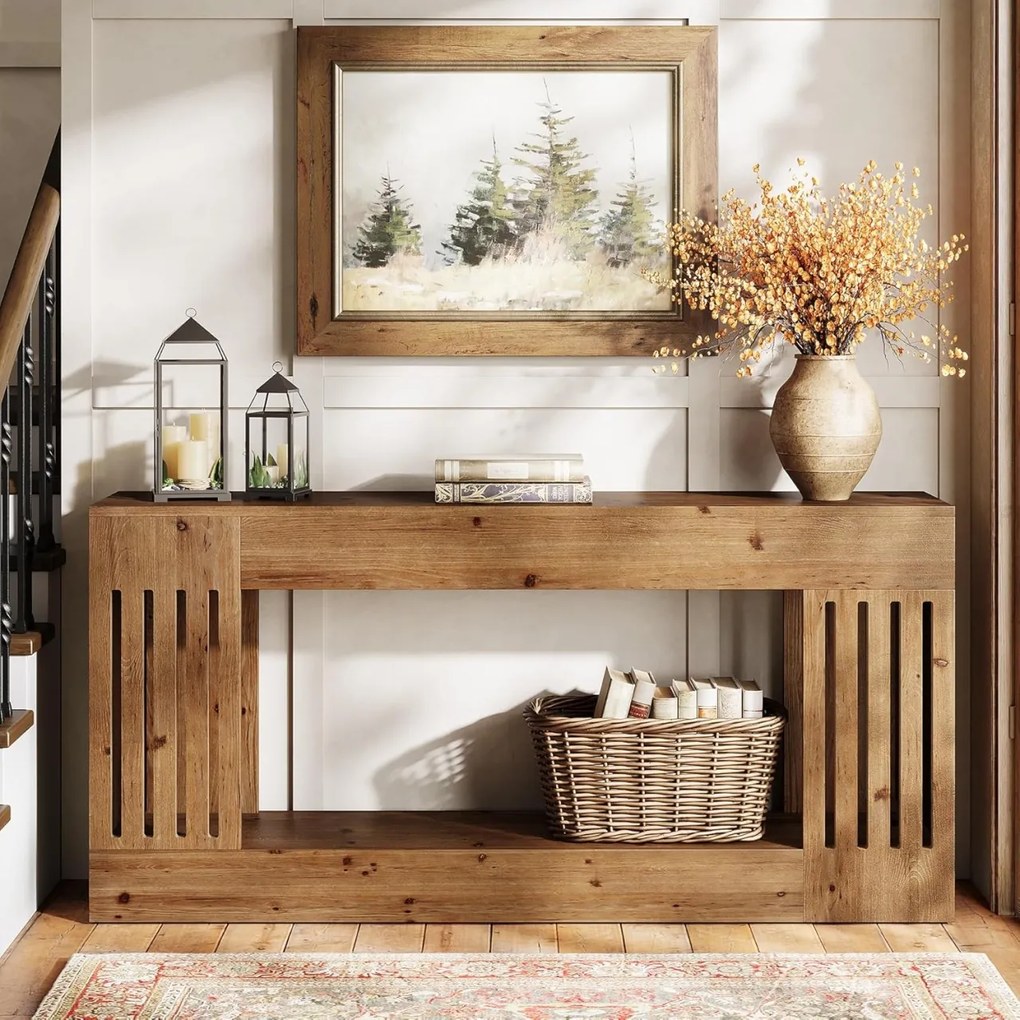 MAM40 - Masa Consola, 160 cm, masuta hol cu raft, living, dining, dormitor - Maro