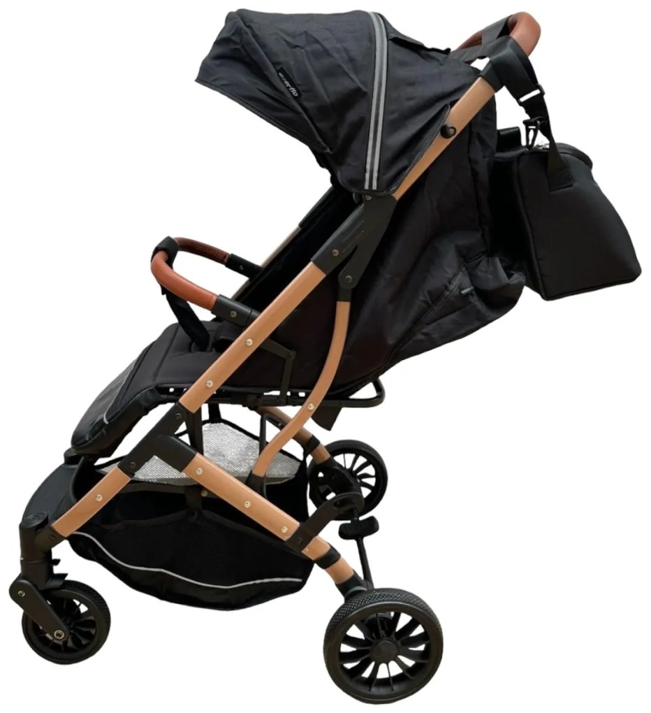 Carucior sport cu functie de pliere tip troller, sezut reglabil, husa pentru picioare si geanta 6-36 luni, Negru - CPC-62-negru