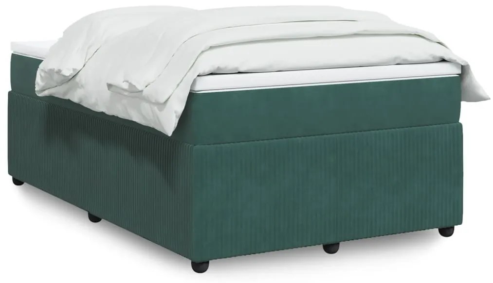 3285635 vidaXL Pat box spring cu saltea, verde închis, 120x200 cm, catifea