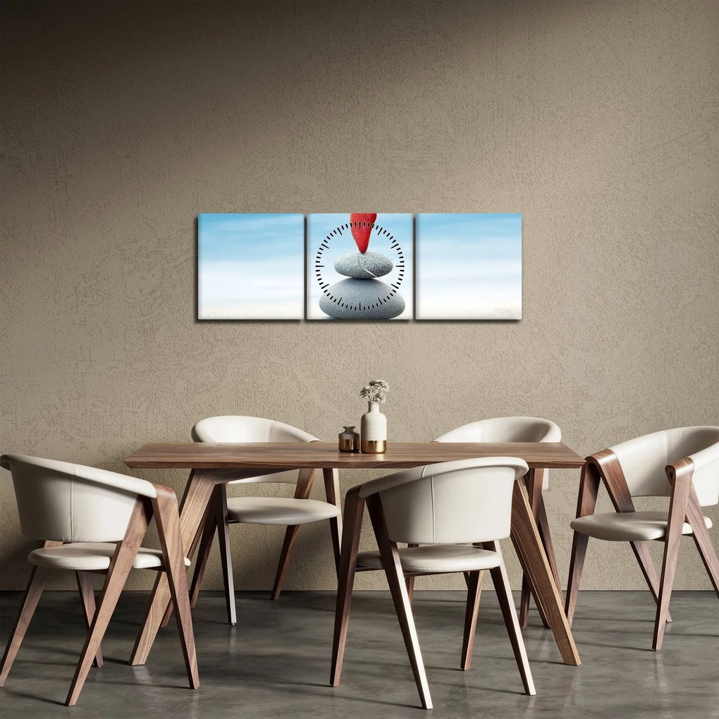 Tablou -Echilibru cu pietre (cu ceas) (90x30 cm)