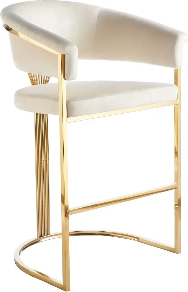 RESIGILAT- Scaun bar, cadru metalic auriu, catifea, Bej/Auriu