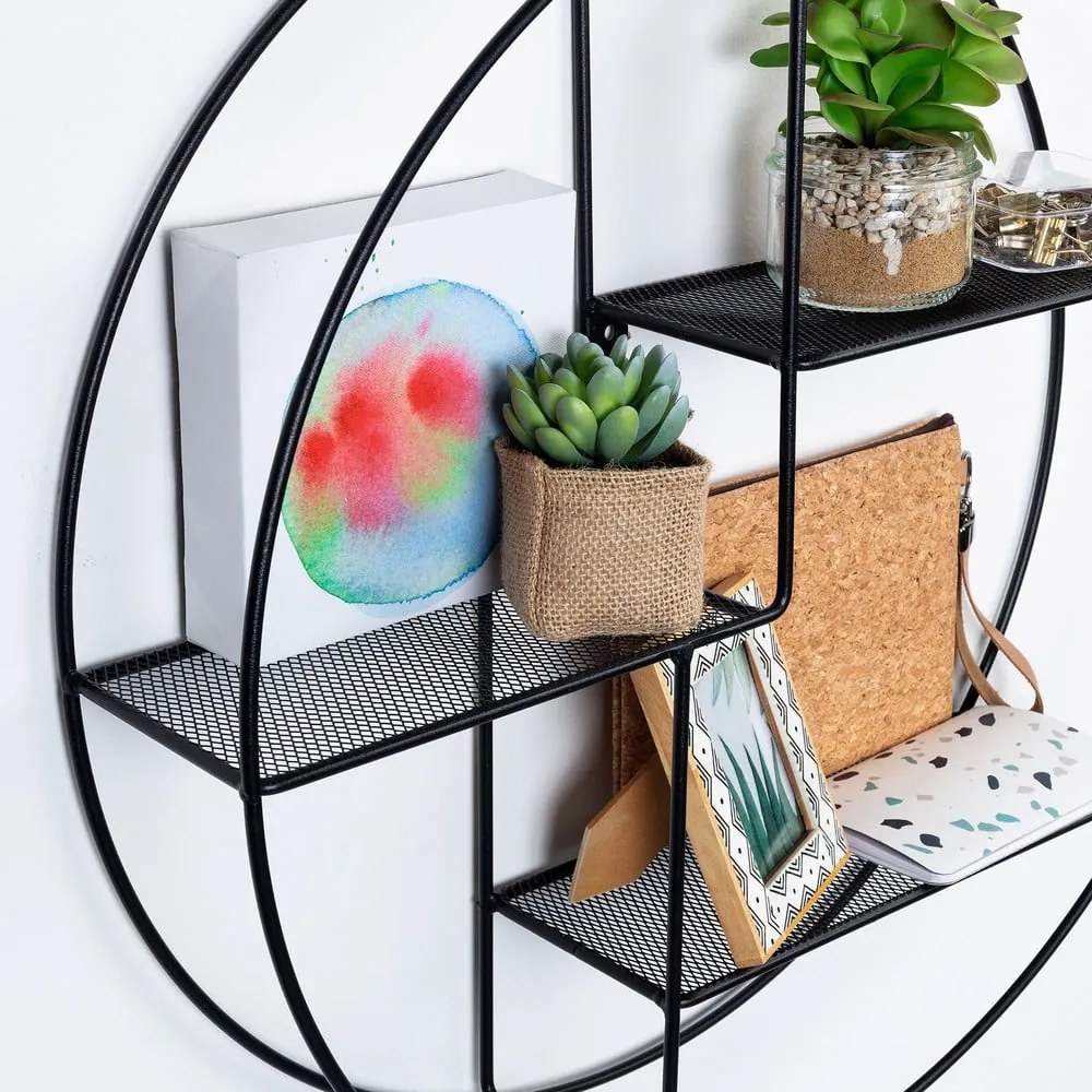 Raft de perete rotund Kave Home, ø 55 cm, negru