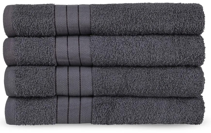 Prosoape gri-antracit 4 buc. din bumbac din frotir 50x100 cm – Good Morning