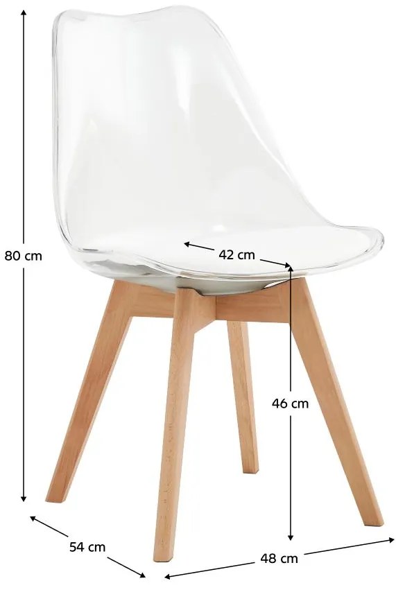 Scaun sufragerie Bralla 2 (transparent + fag + alb) . 1116244