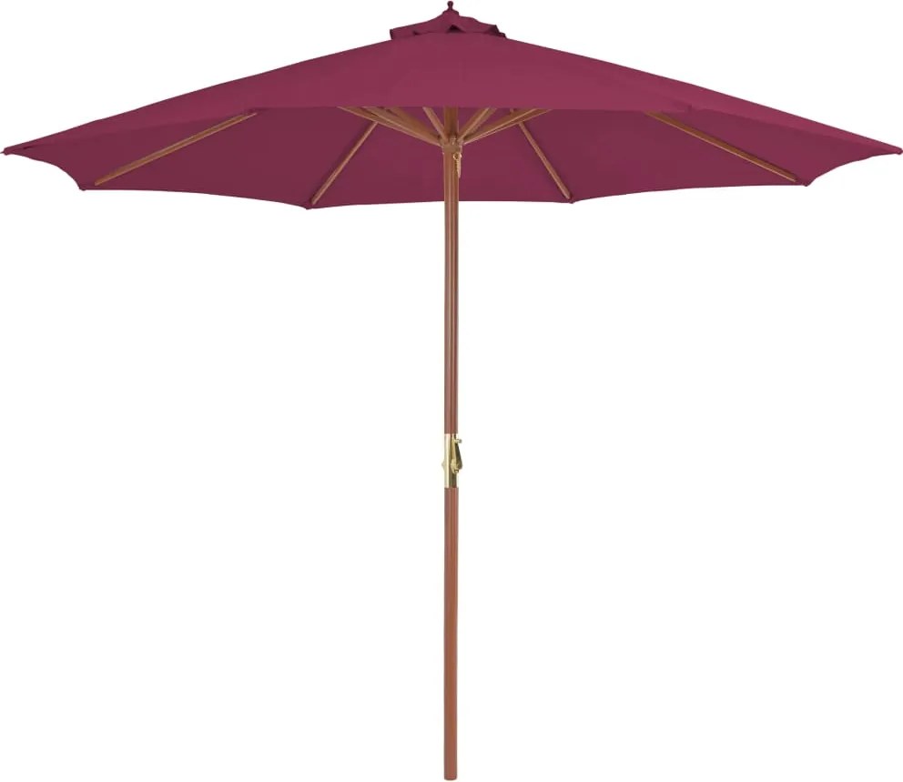 vidaXL Umbrelă de soare exterior, stâlp din lemn, 300 cm, roșu bordo
