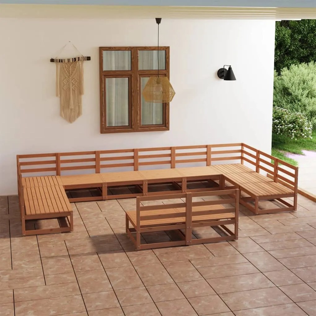 vidaXL Set mobilier de grădină, 12 piese, lemn masiv de pin