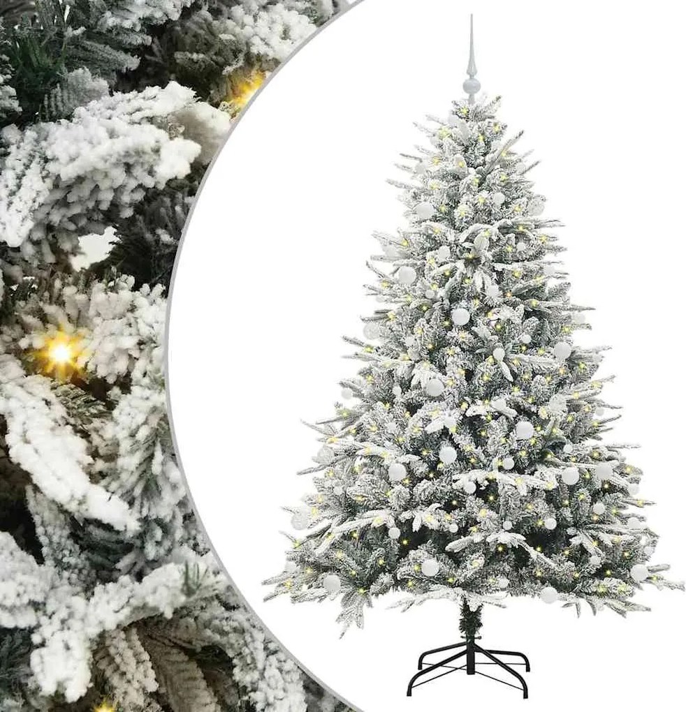 vidaXL Brad de Crăciun artificial pre-iluminat cu set de bile Verde