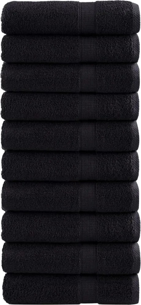 vidaXL Prosoape de duș premium SOLUND 10 buc. negru 70x140 cm 600 gsm