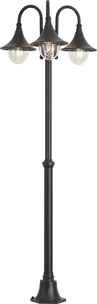 Felinar clasic de exterior negru 200cm 3 lumini IP44 - Daphne