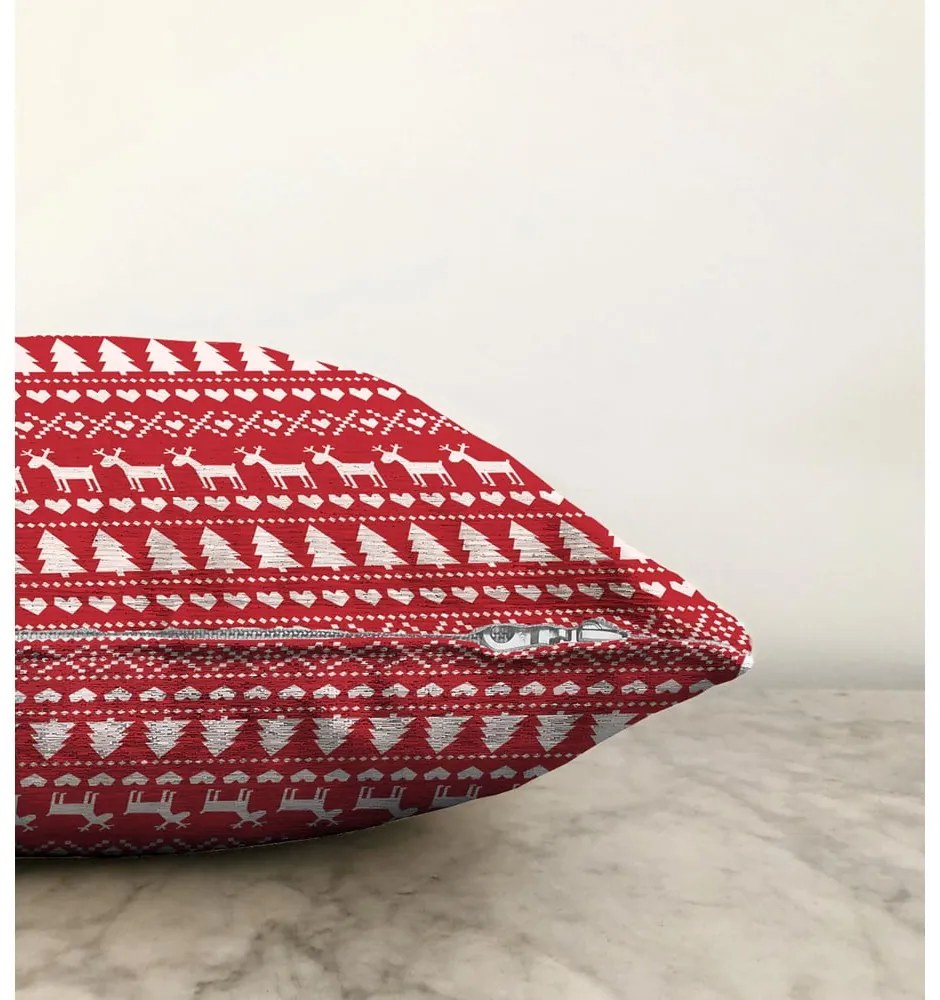 Față de pernă din chenille cu model de Crăciun Minimalist Cushion Covers Merry Christmas, 55 x 55 cm