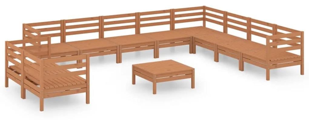3083202 vidaXL Set mobilier de grădină, 11 piese, maro miere, lemn masiv pin