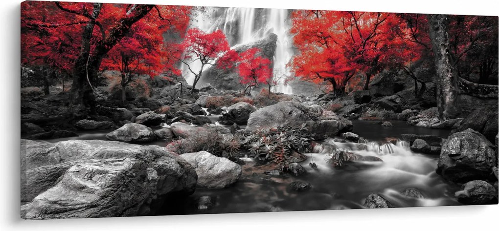 Tablou - Cascade în peisajul de toamnă (120x50 cm)