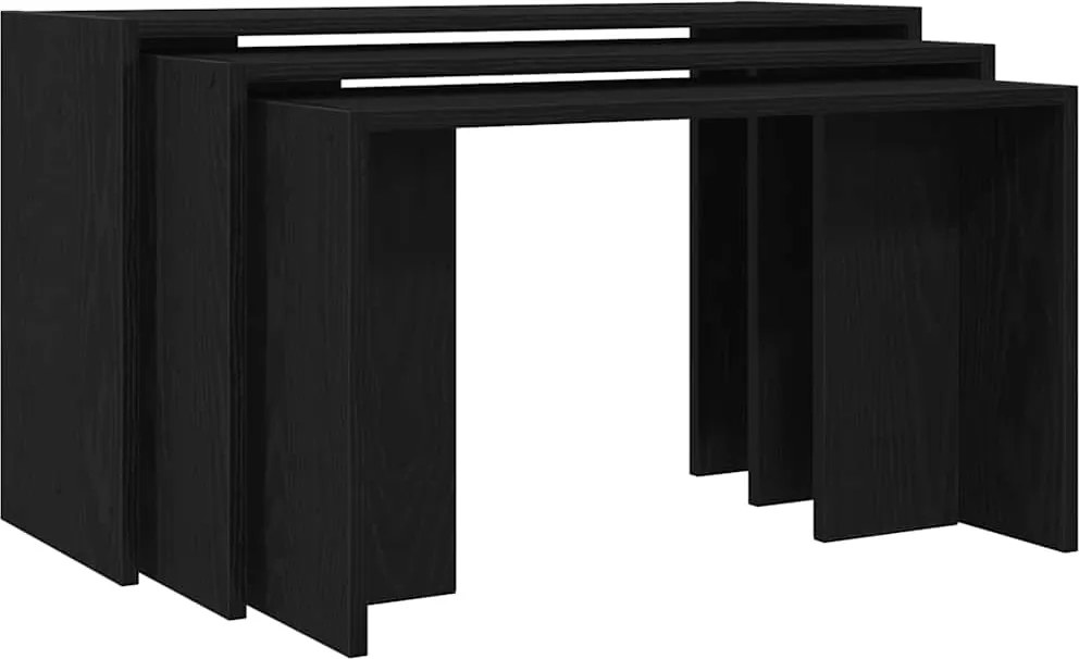 vidaXL Mese suprapuse, 3 buc., negru, lemn prelucrat