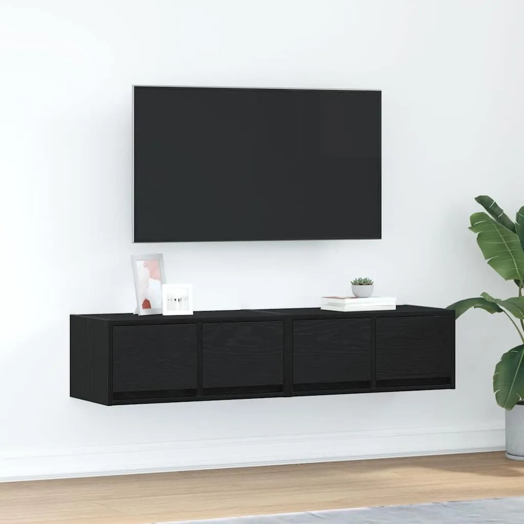 vidaXL Dulapuri TV 2 buc stejar negru 60x31x25,5 cm lemn prelucrat