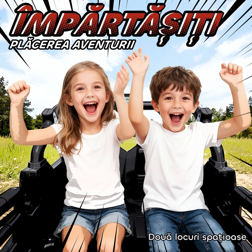 AIYAPLAY Mașinuță Electrică pentru Copii 3-8 Ani 24V cu 2 Locuri, Dublu Motor, Telecomandă și Pornire Lentă, Portocaliu | Aosom Romania