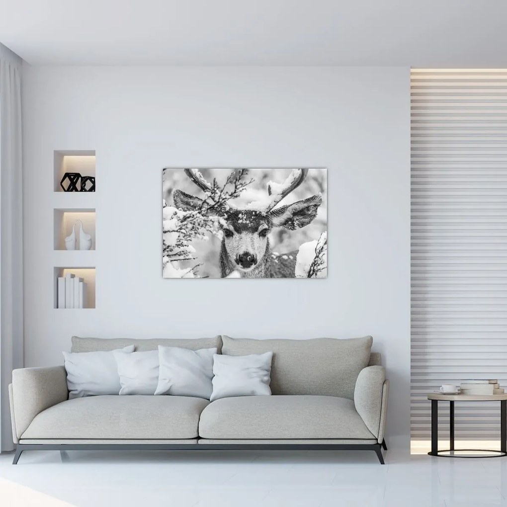 Tablou - Cerb în timpul iernii (90x60 cm)