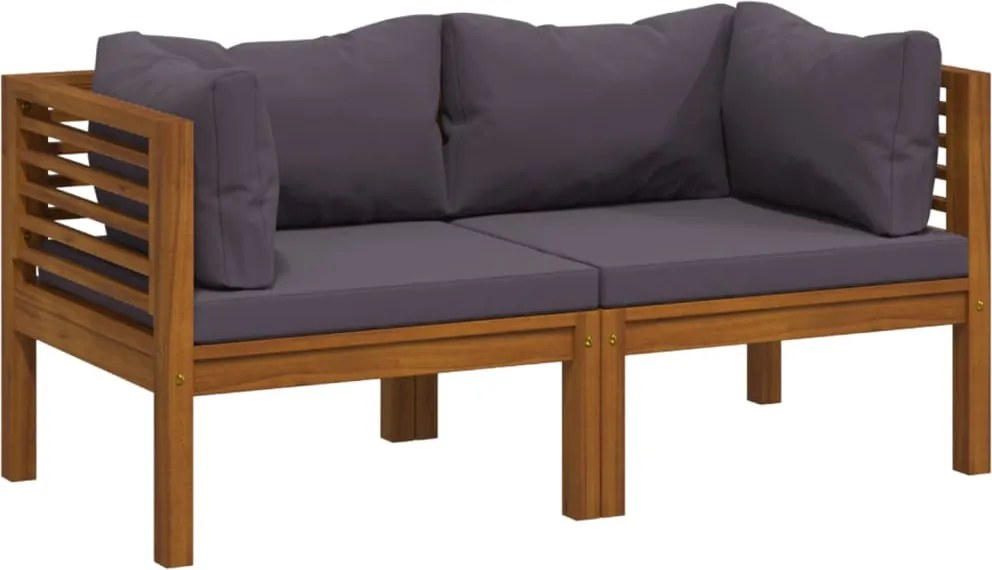 vidaXL Canapea de grădină cu 2 locuri, cu perne, lemn masiv de acacia