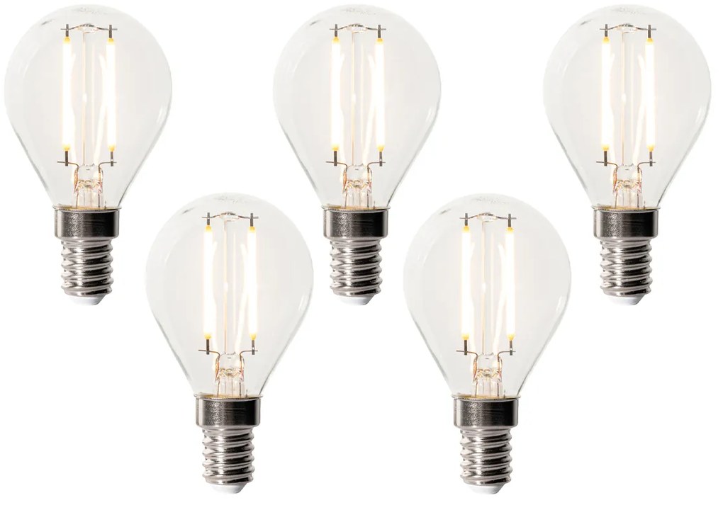 Set 5 becuri E14 dimbare LED lamp P45 helder glas 3W 250 lm 2200K