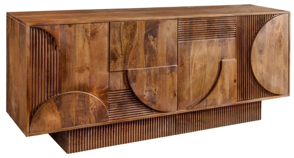 Comoda TV cu model optic 3D, Lemn mahon maro, ART DECO 170cm