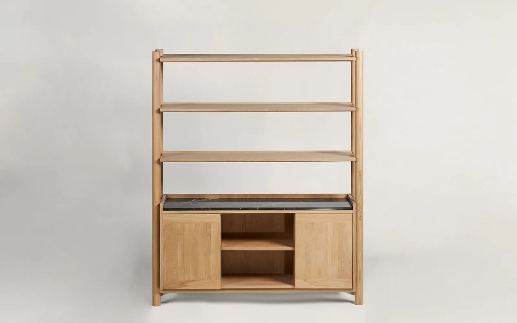 Bibliotecă lemn masiv Steekla si marmura, 152 × 43 × 183 cm - Nuc