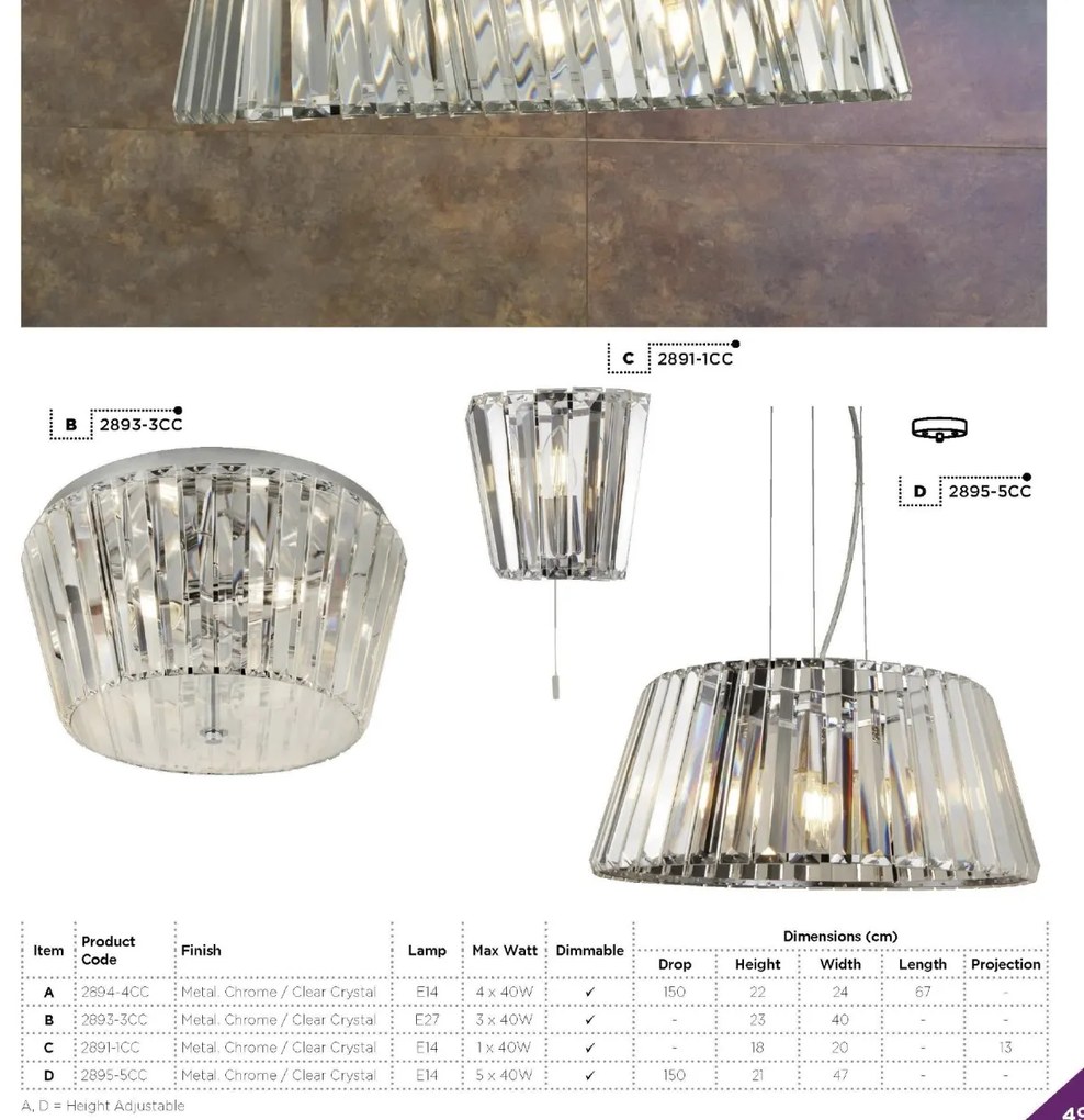 Lustra moderna suspendata design elegant 47cm Tiara 2895-5CC SRT