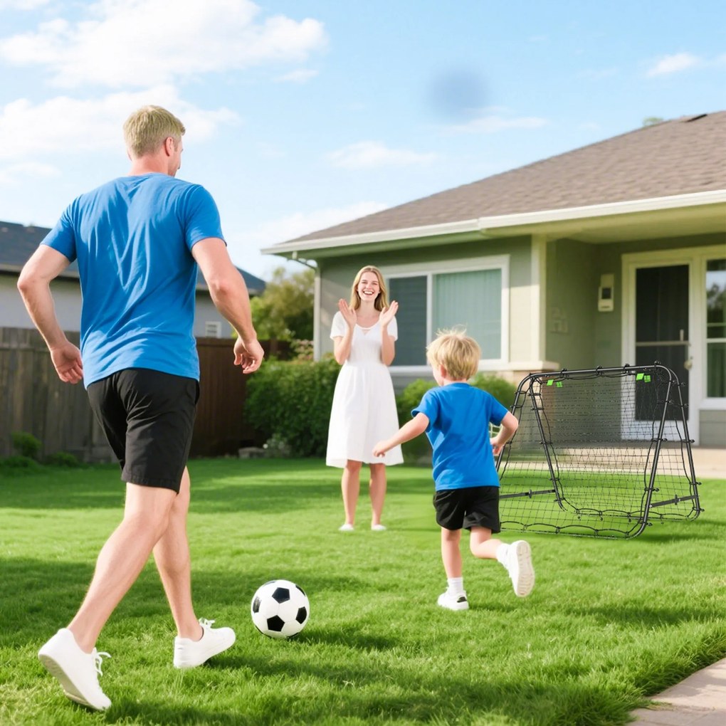 HOMCOM Plasa de fotbal pliabila din PE si oțel, cu unghi reglabil si cuie, 100x95x90 cm, albastru | Aosom Romania