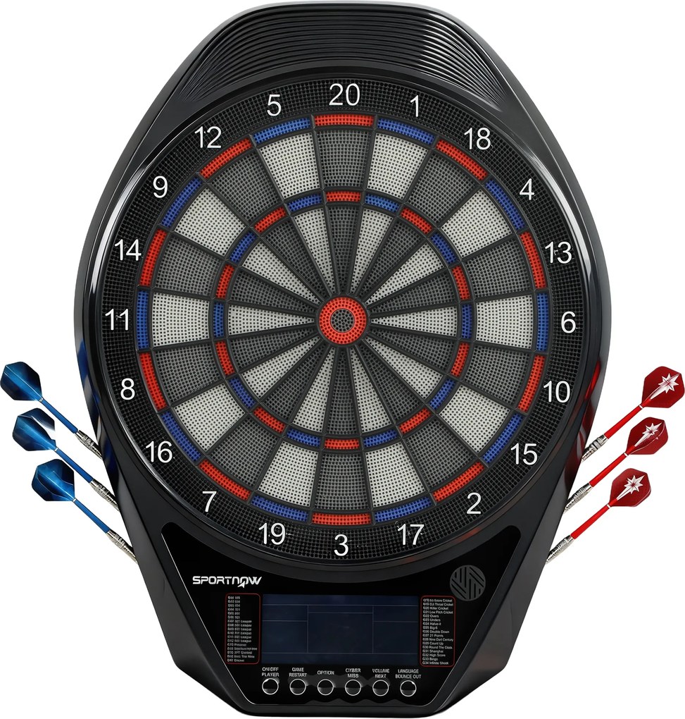 SPORTNOW Țintă electronică pentru săgeți Joc de săgeți electronic luminat ecran LED supradimensionat reîncărcabil negru | Aosom Romania