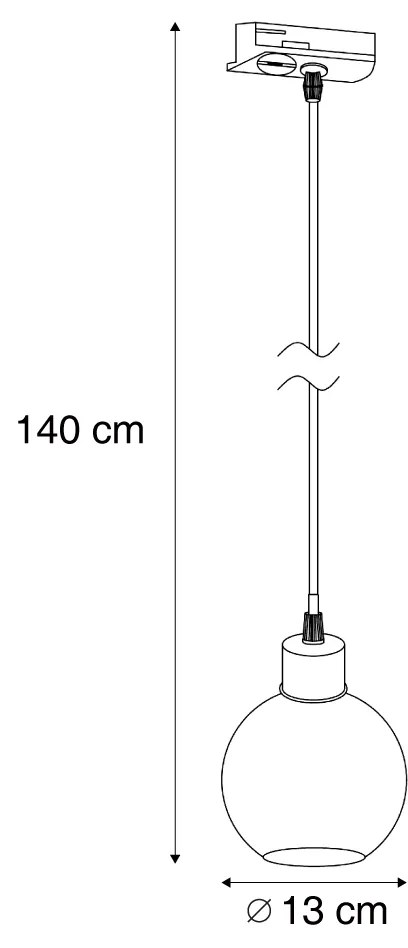 Lampă suspendată modernă bronz cu sticlă transparentă pentru sistem de șină monofazat - Iconic Lava