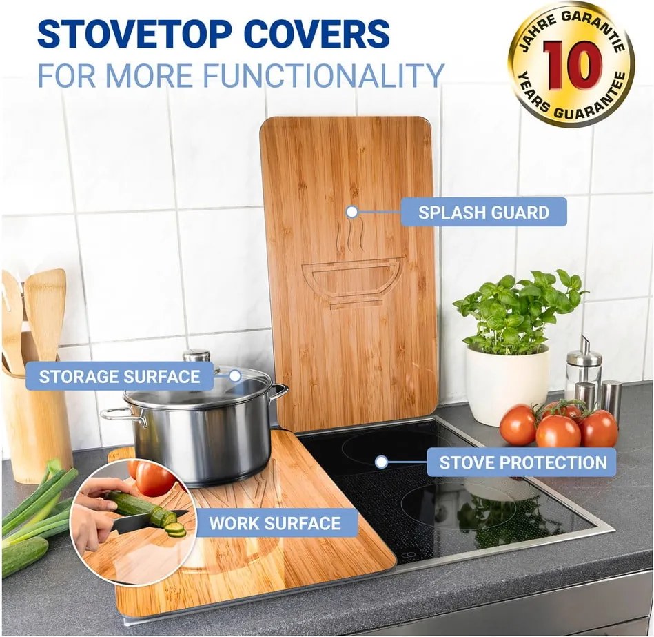 Set 2 protecții din sticlă pentru aragaz Wenko Lunch, 52 x 30 cm