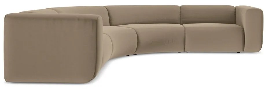 Colțar bej cu tapițerie din catifea Ekahi – Makamii