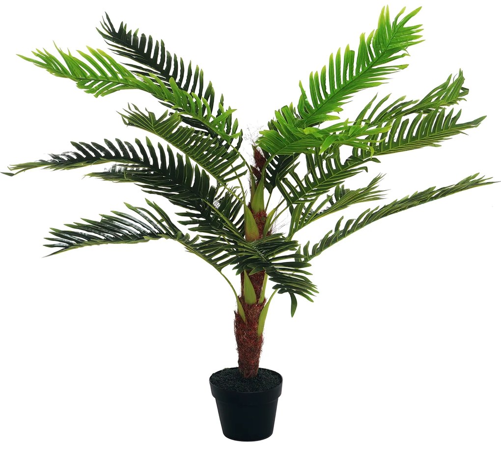 Outsunny Planta Artificiala Palmier Cycas Inaltime 123cm, Planta Artificiala cu Ghiveci Inclus, Decoratiune pentru Casa si Gradina | Aosom Romania