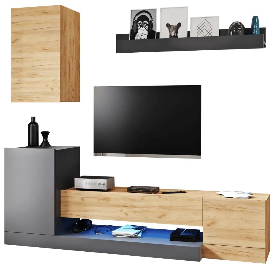 Set living 3 piese Dula gri-stejar, 200/40/180 cm