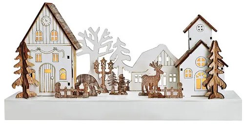 Sat de Crăciun Solight LED, 34 x 17 cm, lemn, 4LED-uri, 2x AA