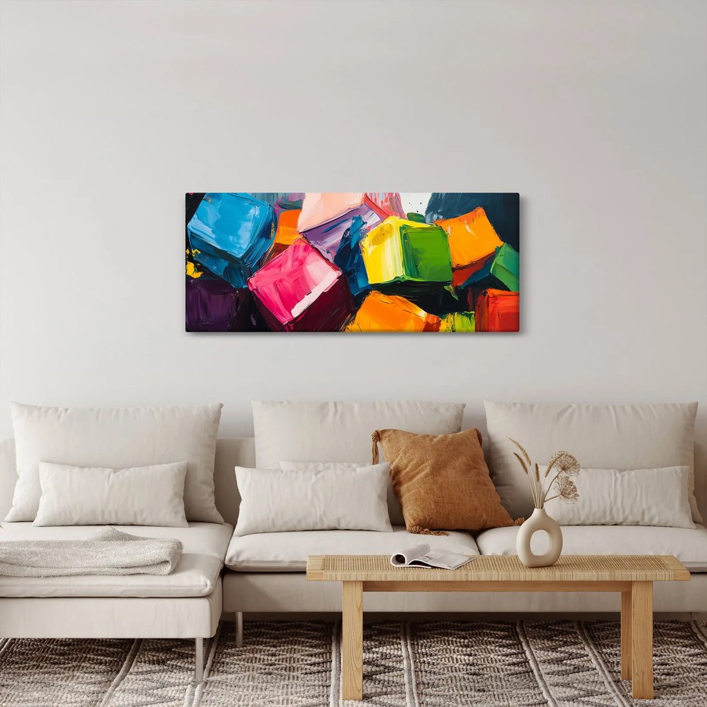 Tablou - Cuburi colorate (120x50 cm)