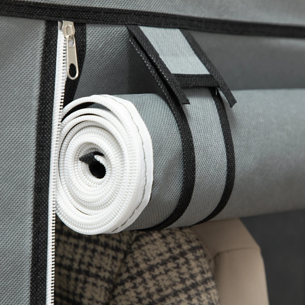 HOMCOM Dulap-penderie multi-depozitare - 8 rafturi, 2 bare - material nețesut gri | Aosom Romania