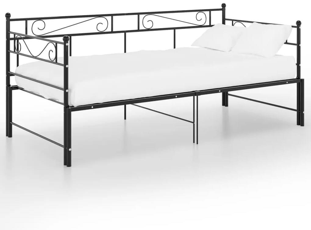 324770 vidaXL Cadru pat canapea extensibilă, negru, 90x200 cm, metal
