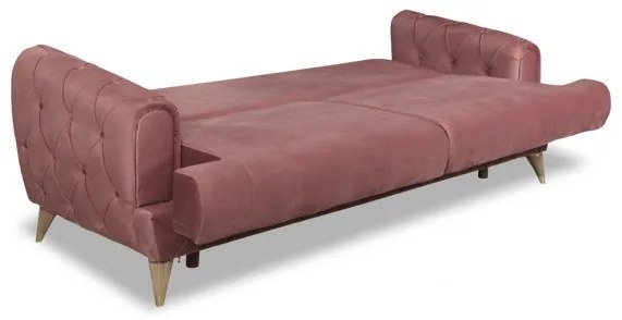 Canapea Extensibila Glamour Cu 3 Locuri, Roz, 220 X 94 X 86 Cm