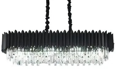 Candelabru Cristal, 8 X E27, Negru, 80x30cm