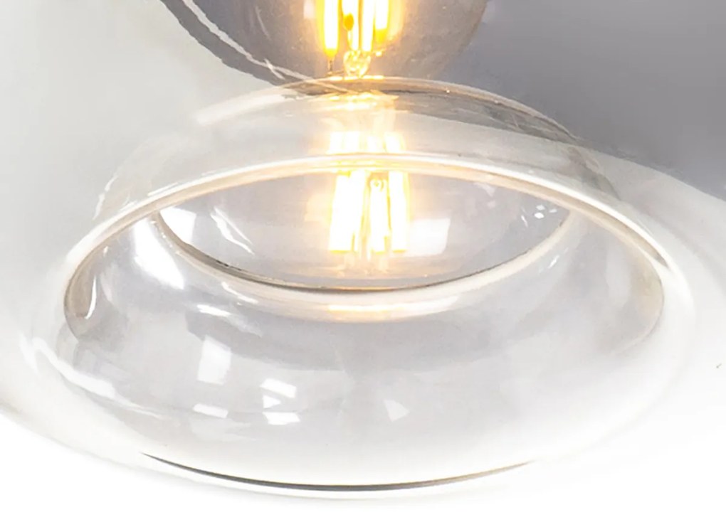 Lampă suspendată inteligentă neagră cu sticlă fumurie inclusiv 3 Wifi P45 - Busa