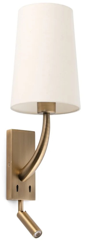 Aplica perete cu reader LED design clasic REM auriu/alb